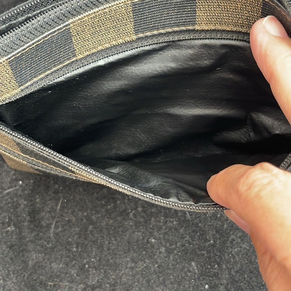 Fendi Authentic Vintage Penguin Stripe Tobacco 3 Zip Clutch/Pouch.MA100 - Picture 9 of 15